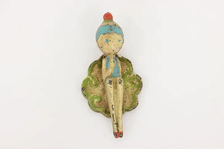 Cast Iron Salvage Antique Painted Flapper Girl Door Knocker #42429