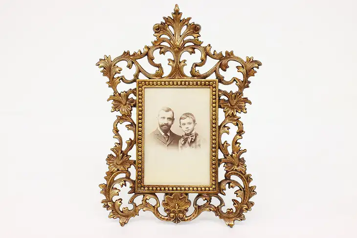 Victorian Antique Ornate Tabletop Easel Picture Frame #43326