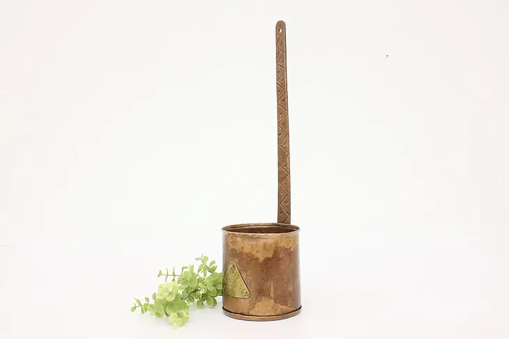 Farmhouse Antique Hammered Copper Ladle or Water Dipper, Wall Pocket #42792