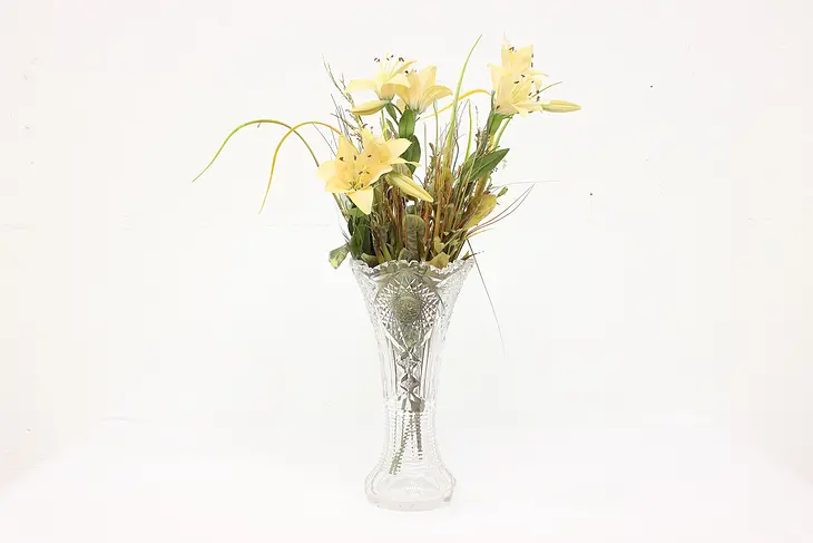 Traditional Antique Cut Glass 14" Tall Flower Vase #43331