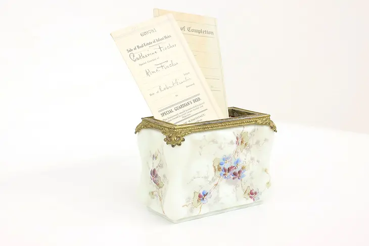 Victorian Antique Glass Dresser, Letter Holder Box, Wave Crest #43310