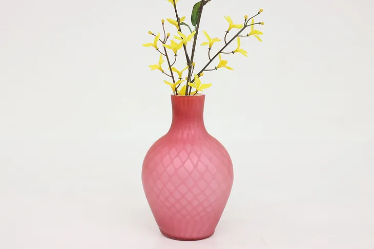 Victorian Antique Cranberry Satin Glass Opal Cased Vase #43317