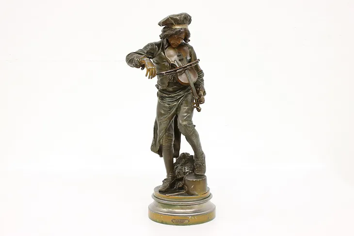 Lully Statue Playing Violin Antique French Lulli Sculpture  #43337