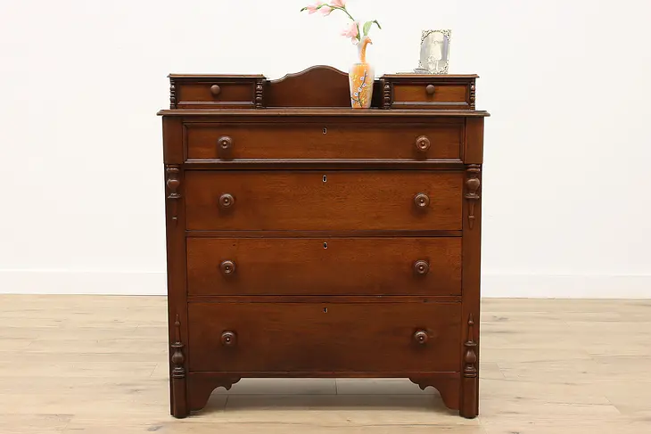 Victorian Walnut Antique Chest or Dresser, Jewelry or Hanky Drawers #37830