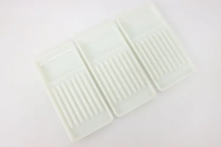 Set of 3 Dentist Antique Milk Glass Dental Trays, Two Rivers WI #43460
