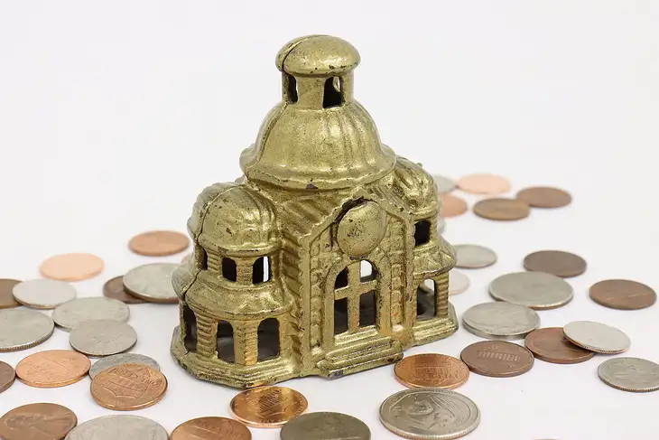 Victorian Painted Cast Iron Antique Palace Coin Bank #43170