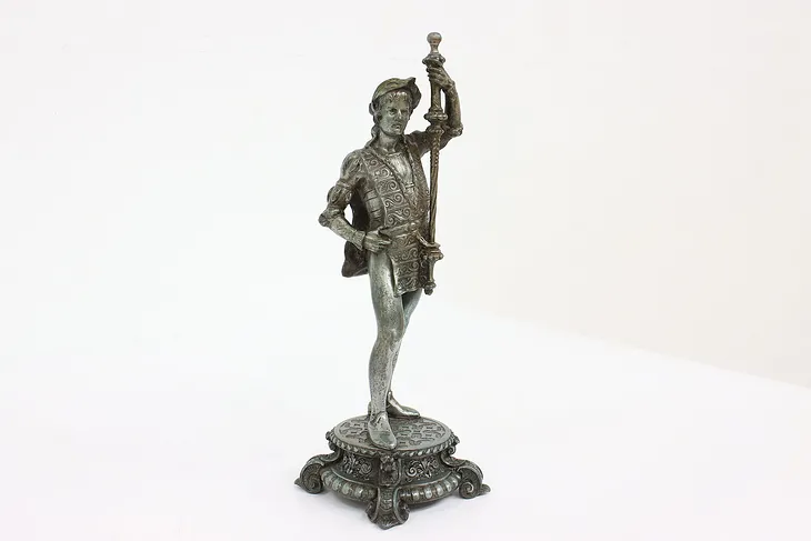 Renaissance Sculpture Antique Courtier & Mace Statue #43318