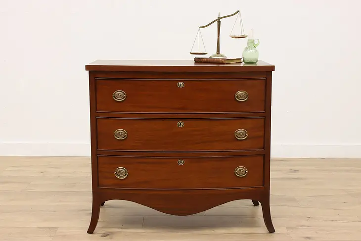 Federal Hepplewhite Antique 1820s Mahogany Bow Front Dresser or Chest #35037