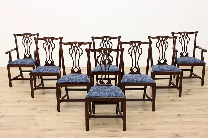 Set of 8 Georgian Design Vintage Mahogany Dining Chairs, Councill #41775