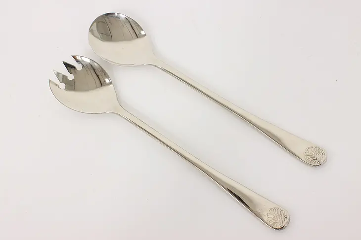 Silverplate Vintage Salad Serving Set, Spoon & Fork, W. A. Italy #43522