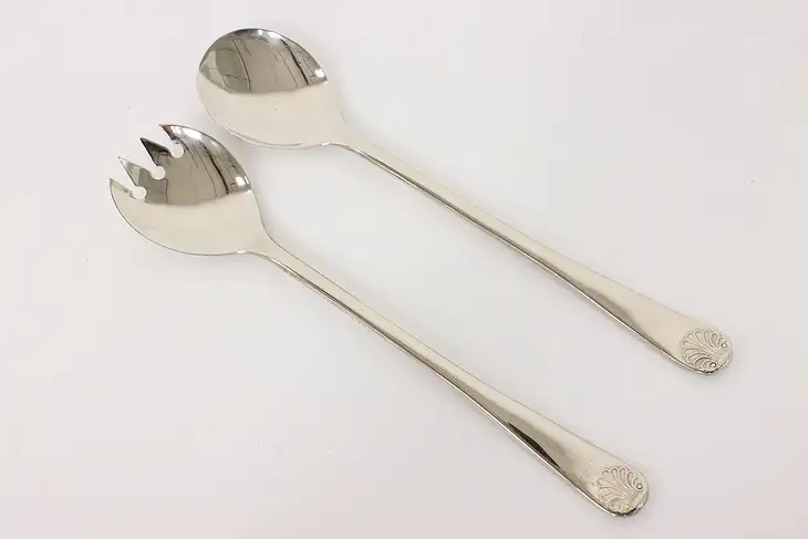 Silverplate Vintage Salad Serving Set, Spoon & Fork, W. A. Italy #43522