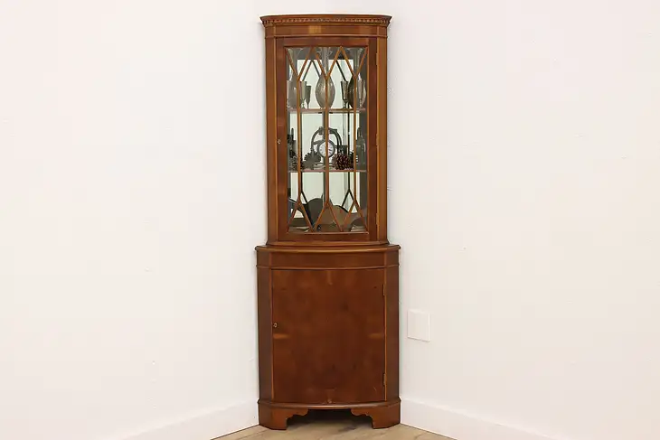 Traditional English Vintage Corner China Cabinet or Display Cupboard  #33753