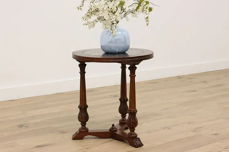 Traditional Vintage Walnut Coffee, Chairside or End Table, Marble Top #43483