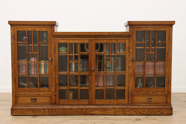 Arts & Crafts Mission Oak Antique Craftsman Bookcase or China Cabinet #36082
