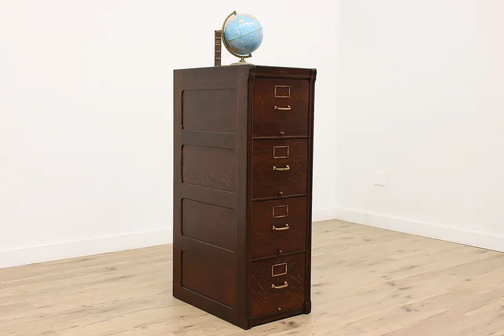 Craftsman Oak Antique 4 Drawer Office or Library File Cabinet, Amberg #40470