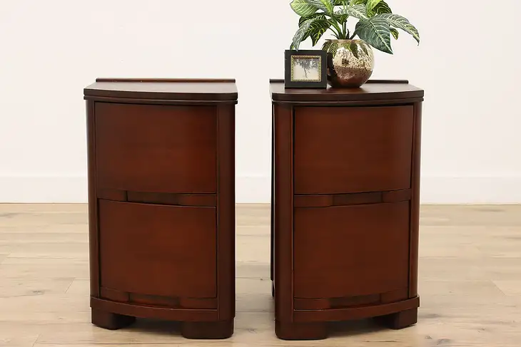 Pair of Midcentury Modern Vintage Mahogany Nightstands or End Tables #43481