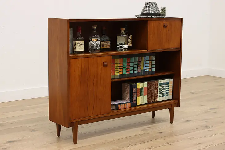 Midcentury Modern Vintage Teak Bar, Display Cabinet, TV Console, Nathan #38998