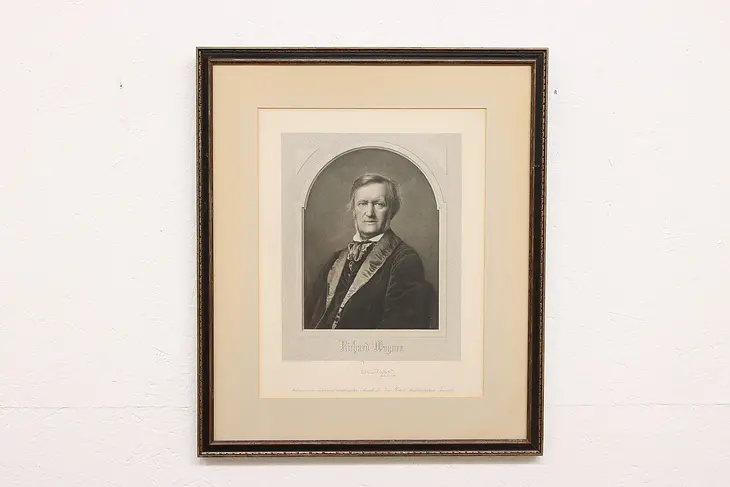 Richard Wagner Antique Original German Composer Signed Engraving 26.5" #43565