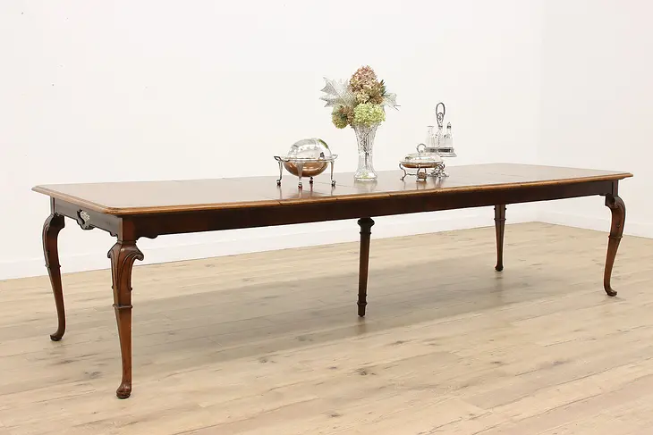 Georgian Design Antique Walnut Dining or Conference Table Extends 11'  #42997