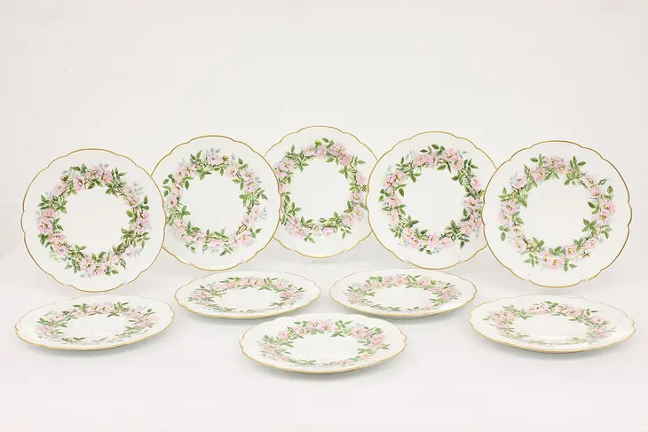 Set of 10 Hand Painted French Limoges Antique 9.5" Plates #43717