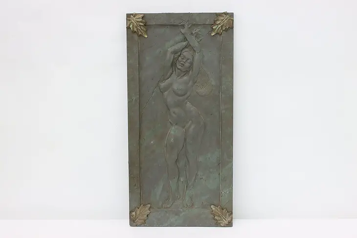 Dancer Vintage Carved Slate Relief Plaque, Bronze Mounts, Williams #43512