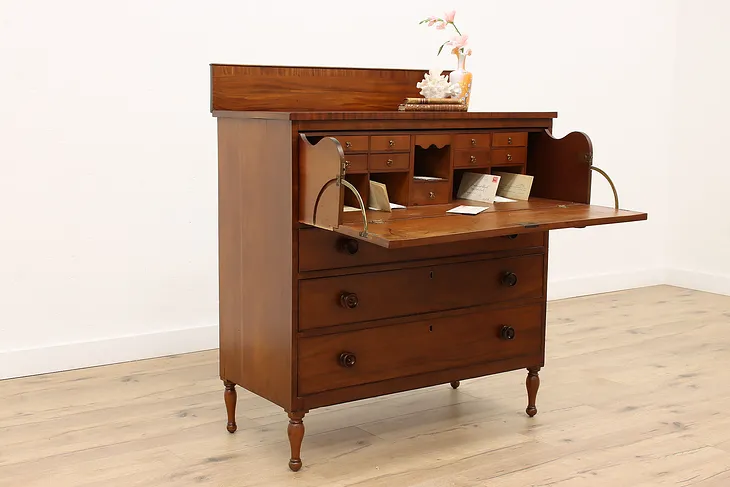 Sheraton Antique Mahogany 1830s Butler Secretary Desk & Dresser #43547