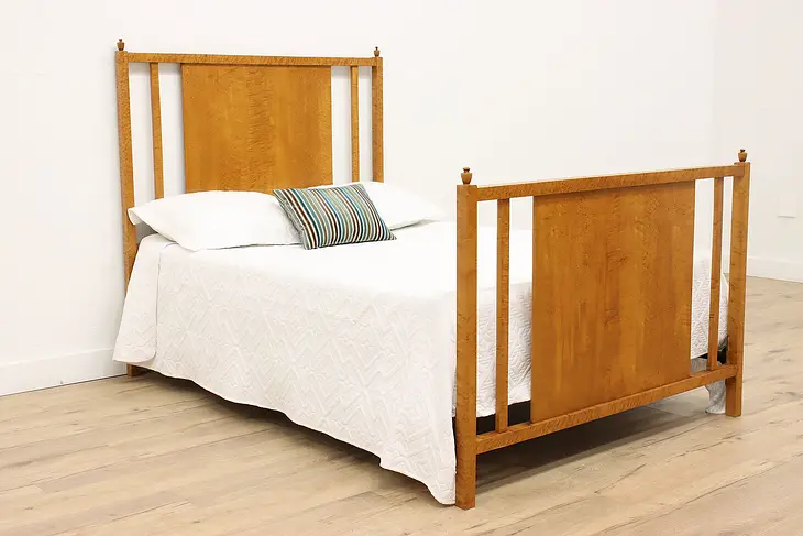 Arts & Crafts Antique Birdseye Maple Full or Double Size Bed #43544