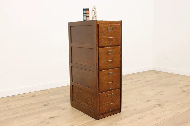 Traditional Oak 4 Drawer Antique Office or Library File Cabinet #43690