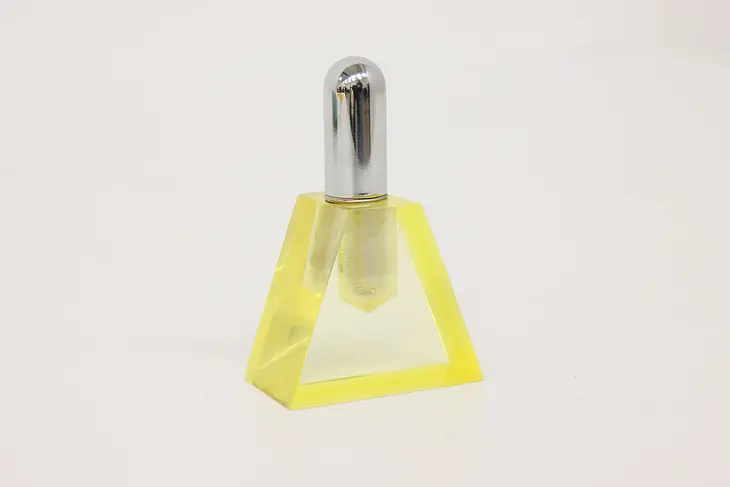 Art Deco Vintage Yellow Lucite Triangle Lighter, Strikealite #43519