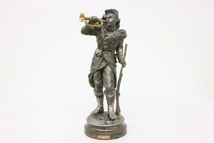 French Legionnaire Antique Sculpture Spelter Infantry Bugler Statue #43784