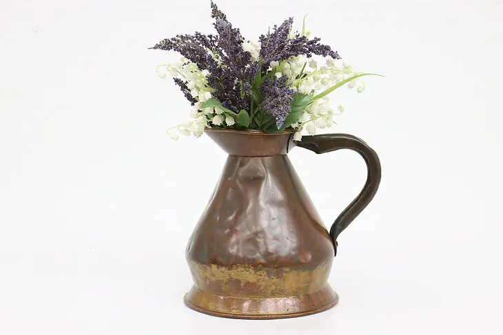Farmhouse English Antique Copper Beer Ale Pitcher, Royal Stamp, Lumley #43910