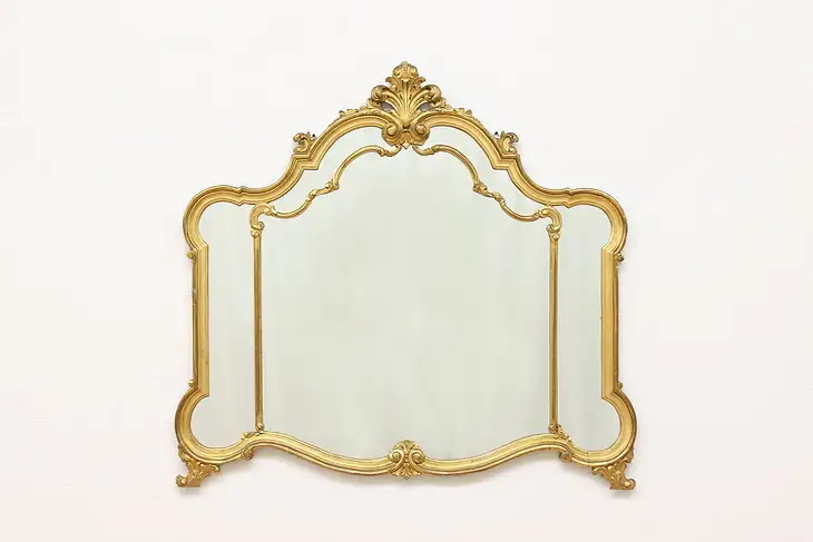 Italian Piedmont Antique Carved Gilt Wall or Mantel Mirror #43238