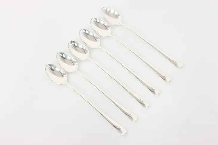Set of 6 Victorian Antique Sterling Silver Ice Tea Spoons, Monogram S #43999
