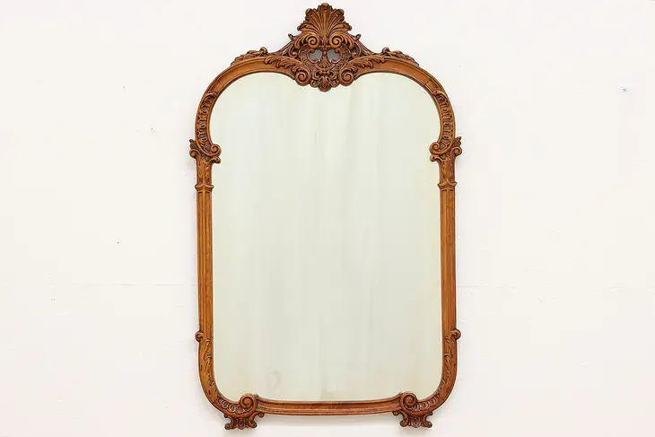 French Design Vintage Carved Birch Wall or Hall Mirror #43864