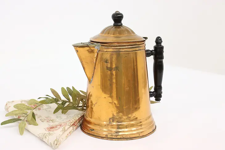 Farmhouse Antique Copper & Brass Tea Kettle or Coffee Pot #43214