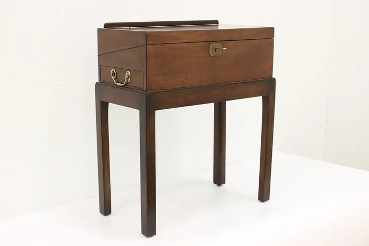 English Antique Travel or Lap Desk & Stand, Jewelry Chest or End Table #43416