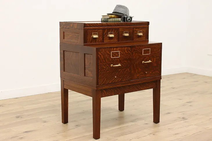 Arts & Crafts Mission Oak Antique Stacking File Cabinet, Wabash #43568