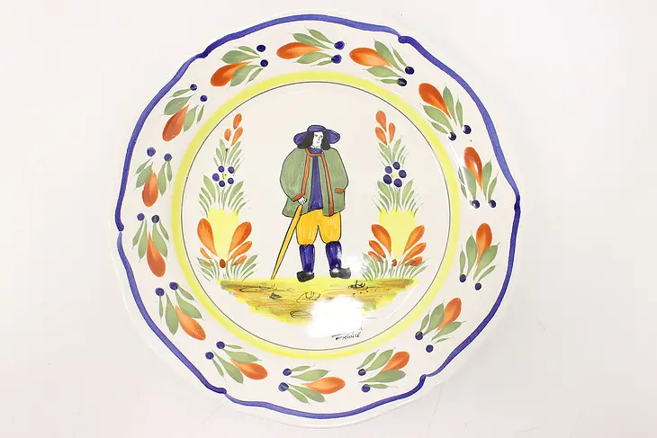 French Vintage Henriot Quimper Hand Painted Plate, Brittany, France #44039