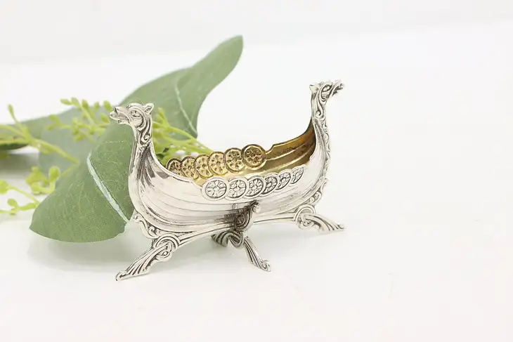 Norwegian Vintage Miniature Silver Viking Longship Sculpture #43951