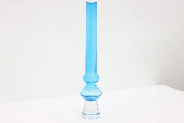 Blue Art Glass Vintage Vase Sculpture, Waterford Marquis Pattern #44383