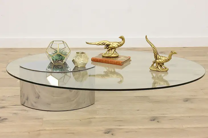 Midcentury Modern Vintage Glass & Chrome Coffee Table, Gavina later Knoll #44423