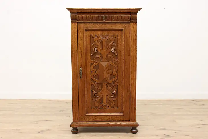 Renaissance Design Antique Austrian Carved Oak Armoire, Wardrobe, Closet #44421