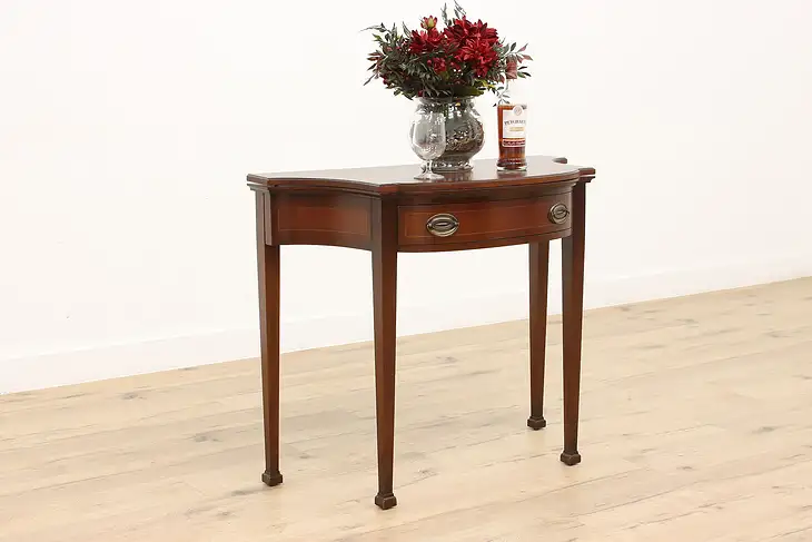 Hepplewhite Vintage Mahogany Flip Top Game Table, Hall Console, Kittinger #44480