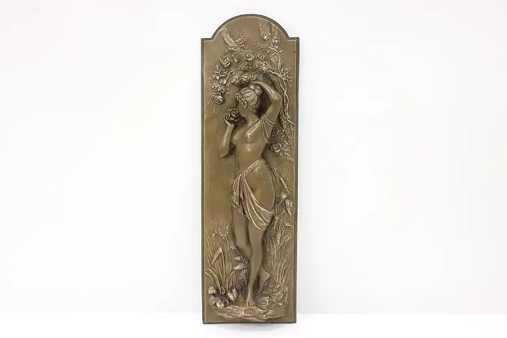 Art Nouveau Antique Bronze Sculpture Classical Woman Plaque, Odenburg? #44262