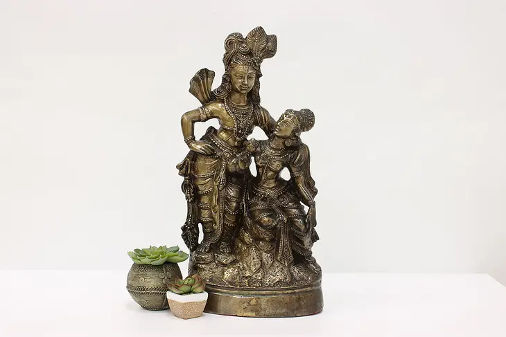 Indian Vintage Cast Brass Statue Hindu Gods Sculpture #44153
