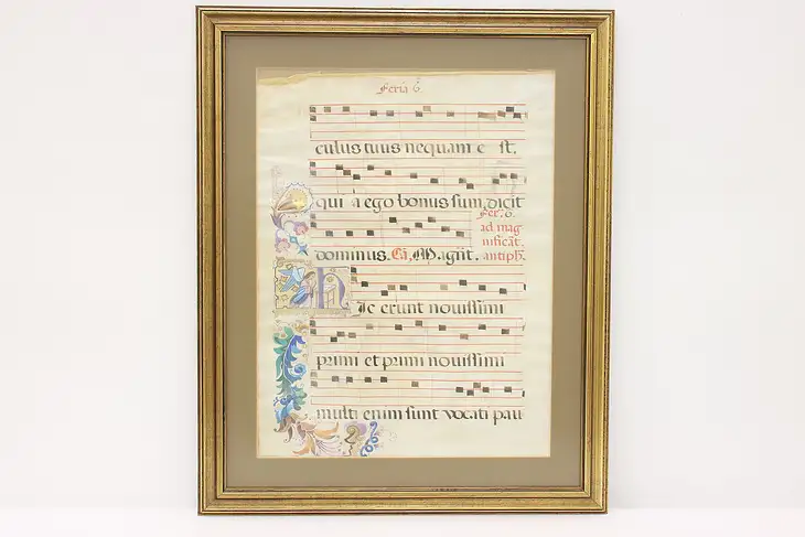 Music Manuscript 16th Century Antique Score, Hand Painted Vellum #44195