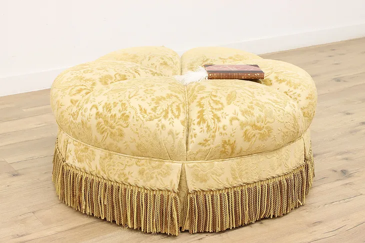Contemporary Large Round Ottoman Bench with Fringe, Century #44585