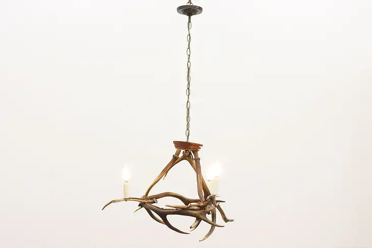 Farmhouse Hunting Lodge Vintage Cabin Deer Antler Chandelier #44293