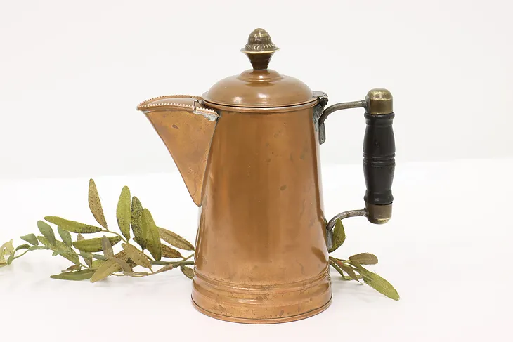 Farmhouse Antique Copper & Brass Coffee Pot or Tea Kettle #43921