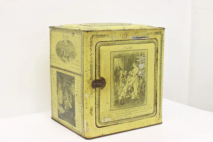 Farmhouse Antique Tin Bread Box, Goethe Kaulbach Lithos, L. Schepp #43906